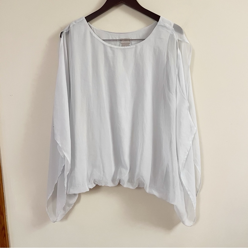 Chico’s Light Blue/Gray Poncho Chiffon Kimono Top Size 3 (16/18)